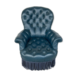 Armchair Napoleon III leather Chesterfield way, late nineteenth