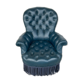 Fauteuil Napoléon III en cuir façon Chesterfiel, fin XIXéme