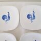 Set of 6 Longchamp dessert plates hand painted blue rooster