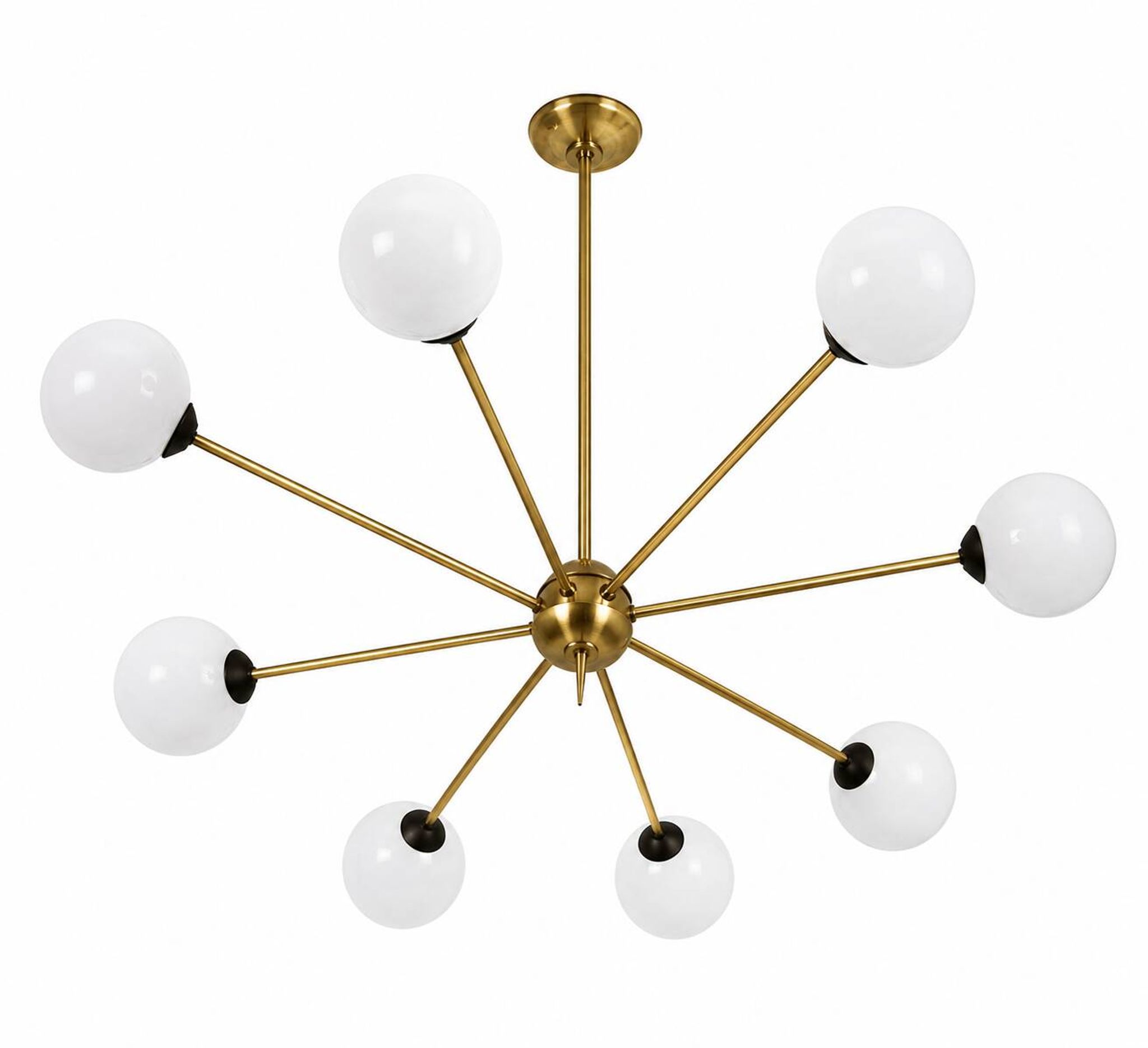 Stilnovo 1960s-style chandelier | Brass, metal and glass | 8x E14 | Vintage