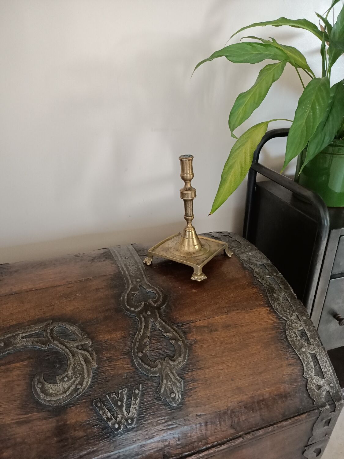 Spanish candle holder eighteenth bronze