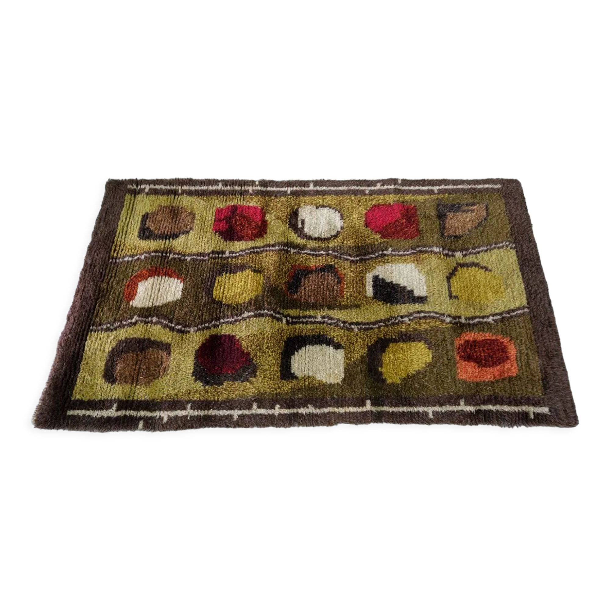 Scandinavian Hand-Knotted Woolen Rya Rug, Sweden, 1960s