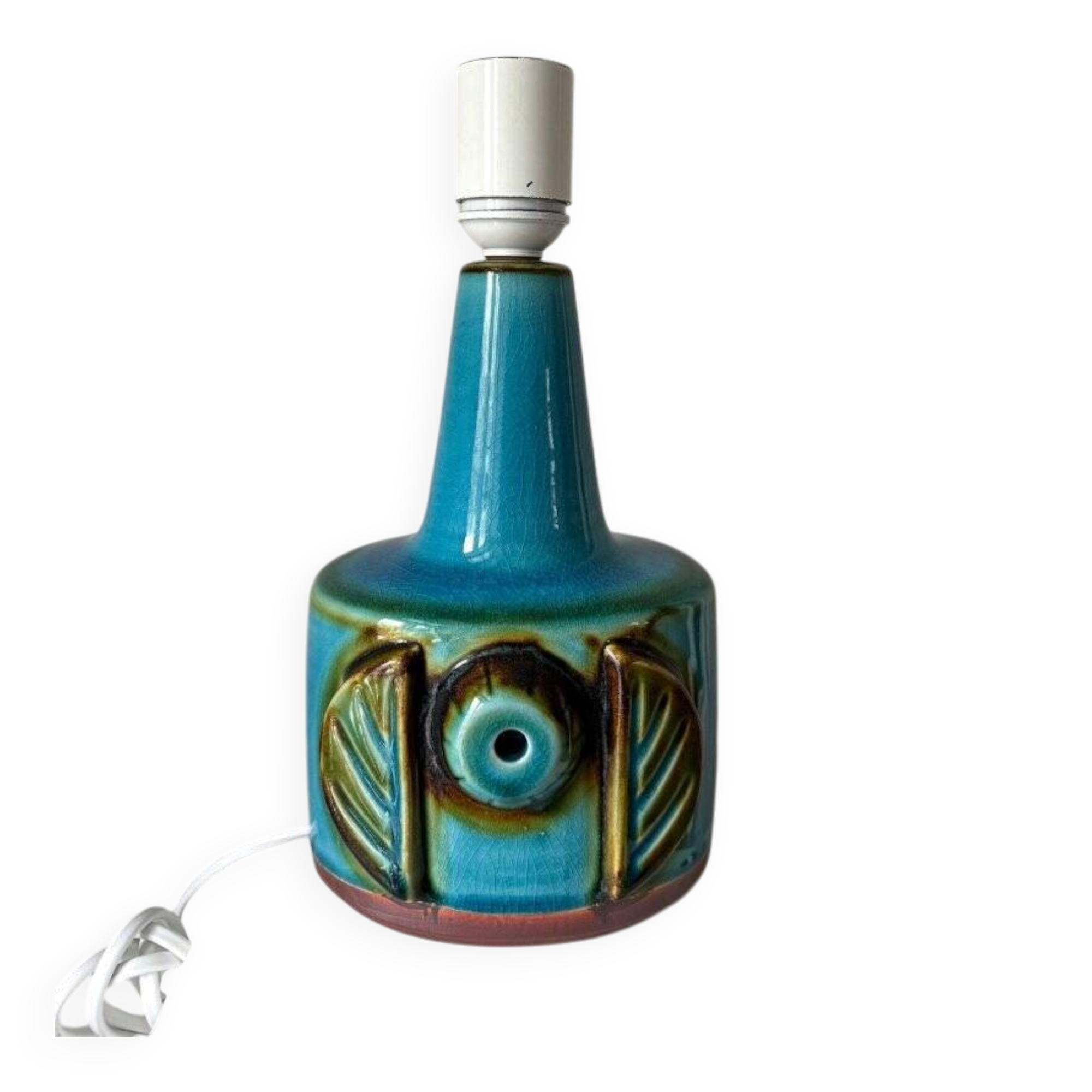 Vintage ceramic table lamp with turquoise glaze by Einar Johansen for Søholm, 1960s