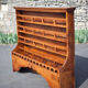 Vintage wood cabinet, high shelf, kitchen storage, countryside