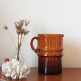 Large vintage amber glass decanter/pitcher