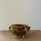 Cache pot en céramique vintage oreilles tressées
