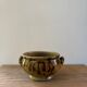Vintage ceramic flowerpot with braided ears
