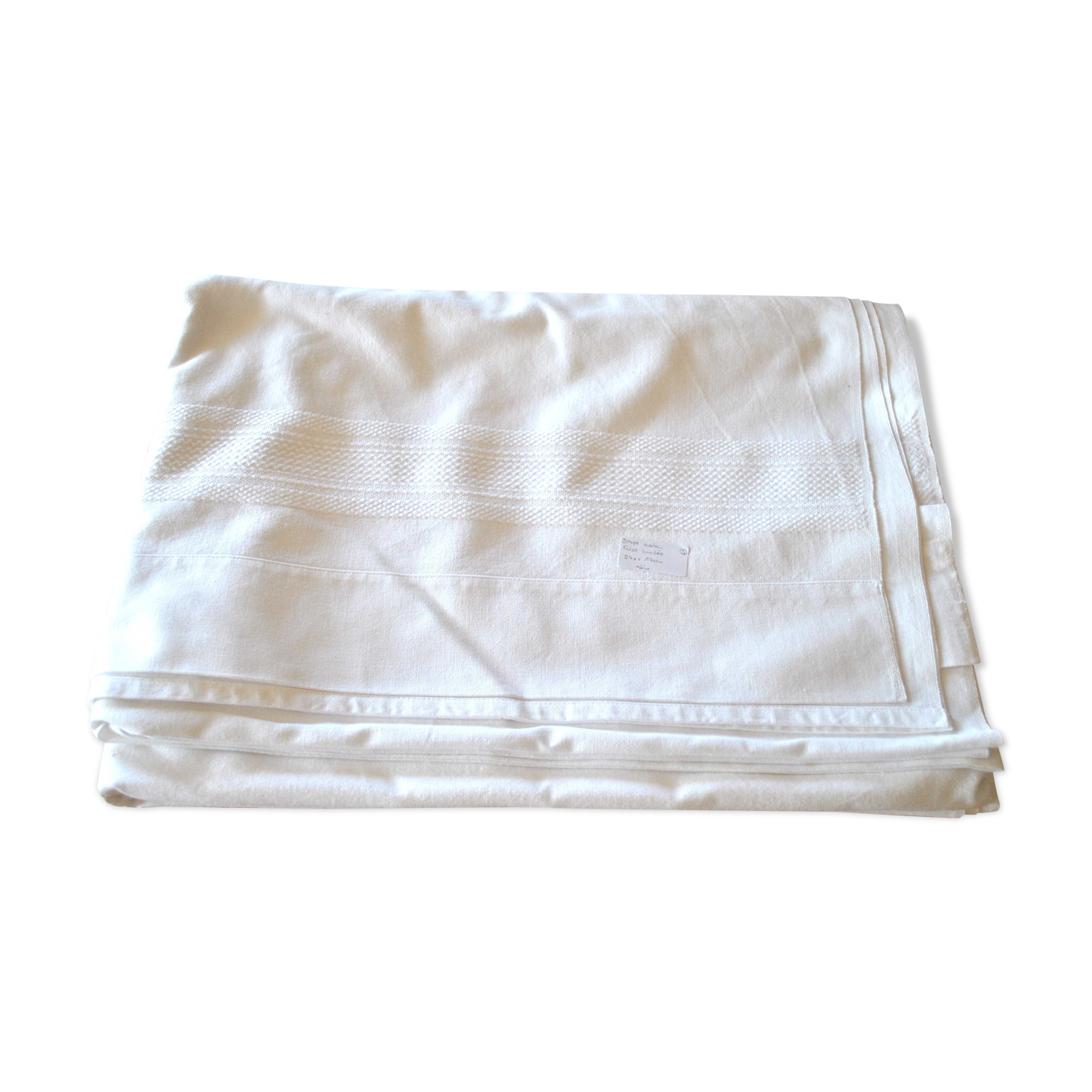 Vintage white sheets in white cotton with frieze