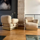 Pair of armchairs by Thibier in brass and wool France 1978
