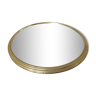 Plateau miroir rond en aluminium doré art deco années 40 50