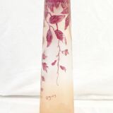 Legras vase ruby in frosted glass degagé with art nouveau acid