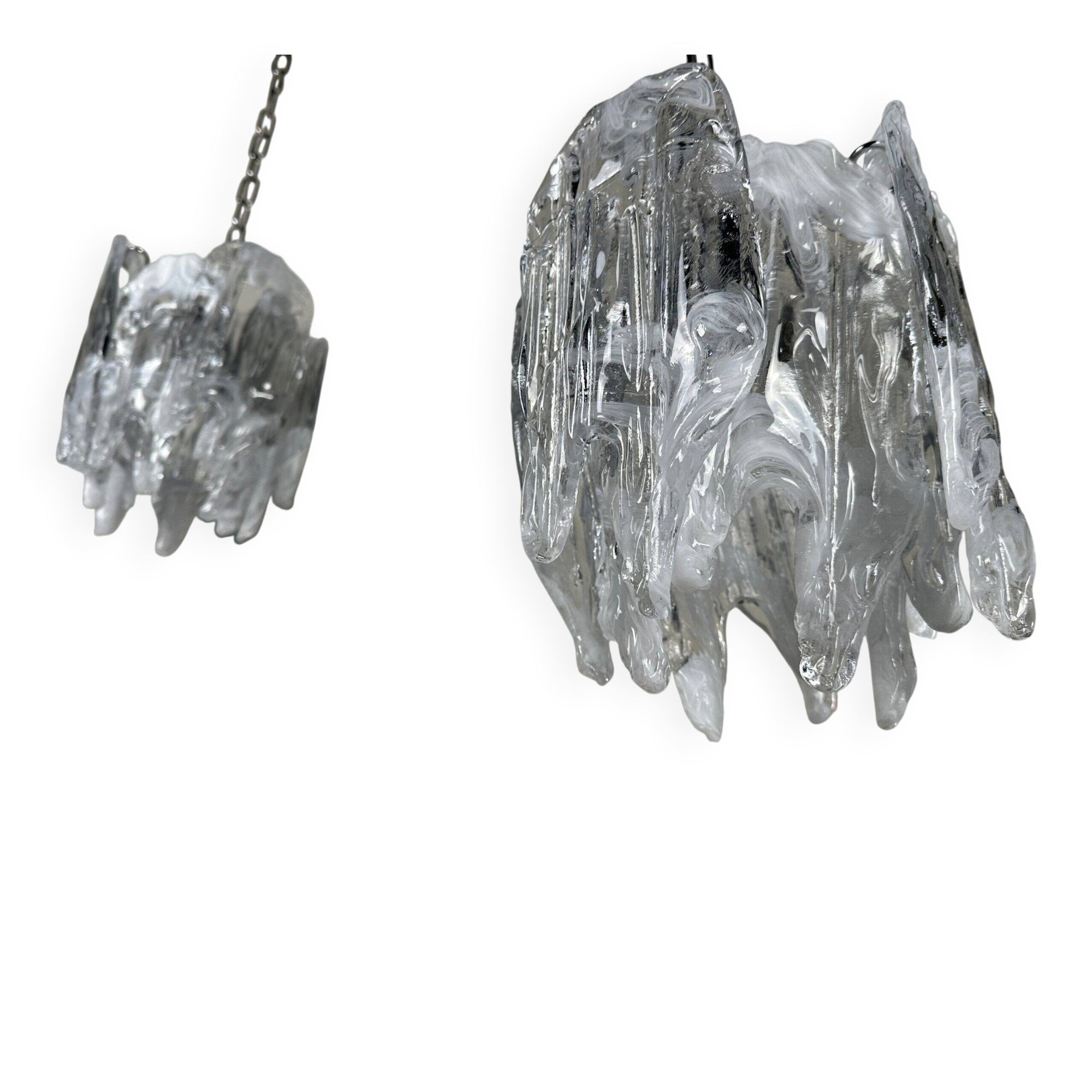 2x vintage Mazzega 'melting glass' chandeliers – Murano