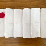 Set of 6 BG monogram damask cotton towels