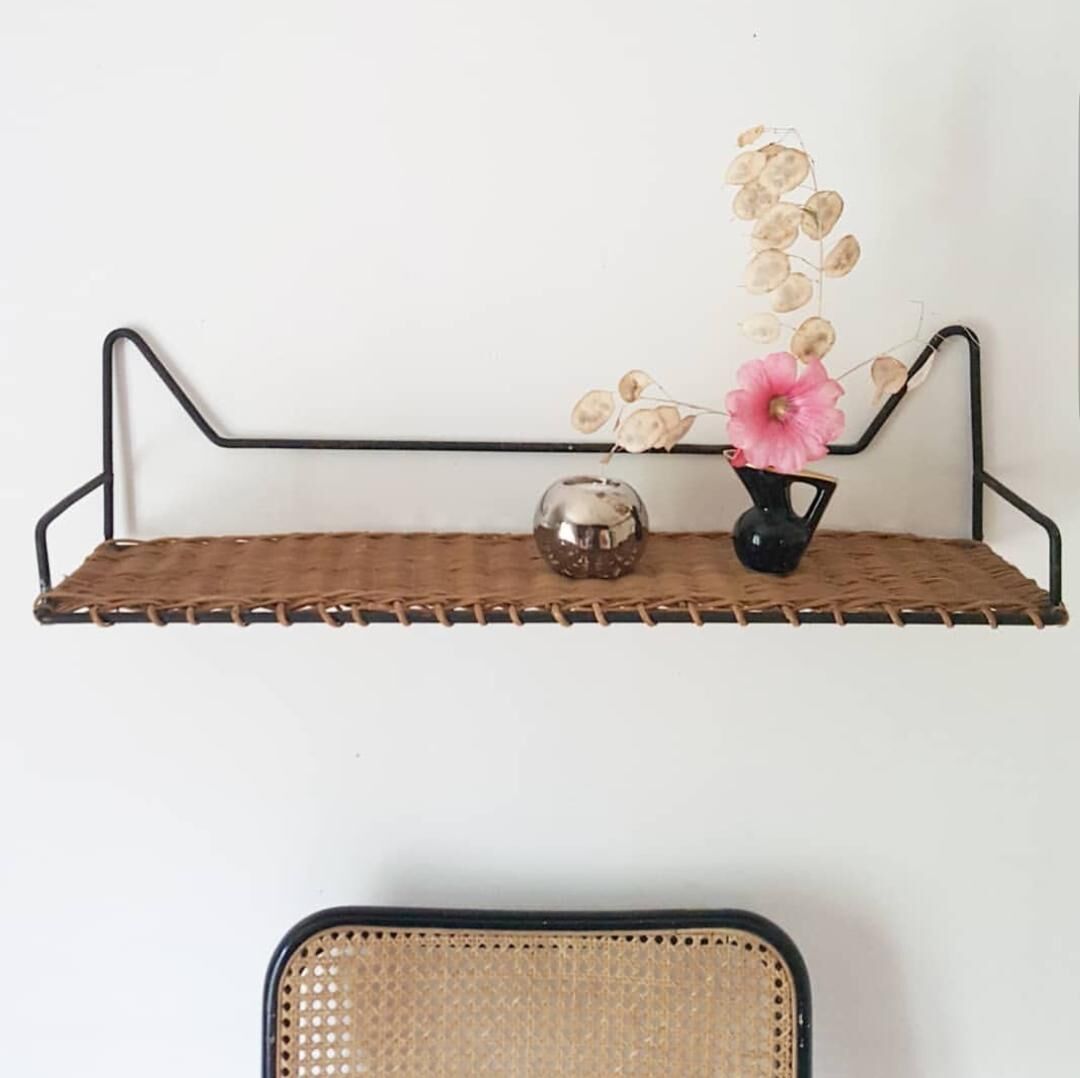 Rattan wall shelf