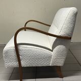Canapé des années 1940 en bois et tissu bouclé, production italienne