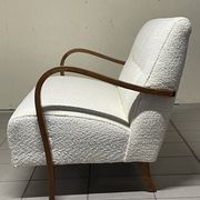 1940s Sofa in Wood and Boucle Fabric, Italian Production