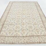 7x10 Floral Cream & Brown Vintage Rug, 212x317Cm