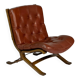 Vintage armchair easy chair leather 70s in the style of Ingmar Relling