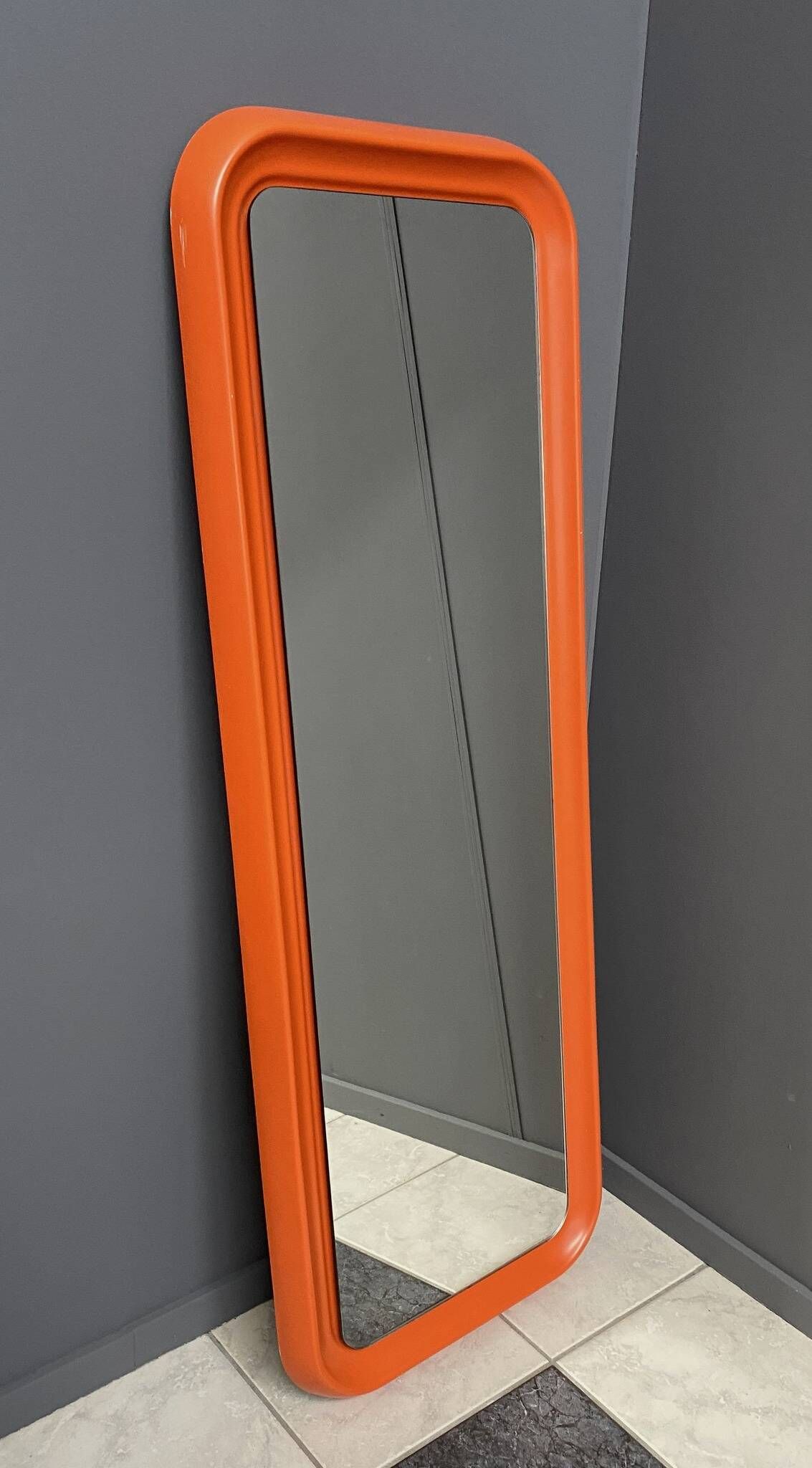XXL orange Quadro mirror by Schönbuch 1970s