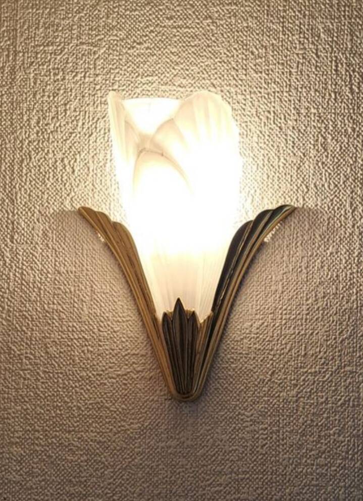 Paire d’appliques Art Déco “plume” en verre satiné