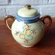 Vintage Japanese fine porcelain tea set with landscape pattern.