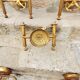 Set of 5 glass and brass sconces from the 70s