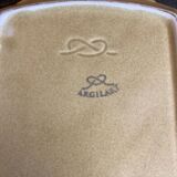 Vintage yellow ceramic cake dish argilart with flower decoration