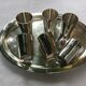 Silver Metal Liquor Service. tray and 6 cups