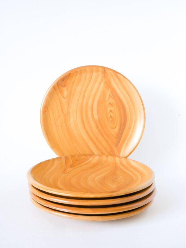 Lot de 5 assiettes plates en céramique, Vallauris Grandjean-Jourdan effet b