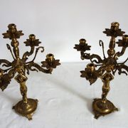 Paire de chandeliers chérubins en bronze doré début xxème