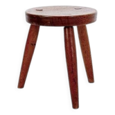 Brutalist Rustic Oak Tripod Stool