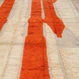 Modern relief orange and white Moroccan Berber rug