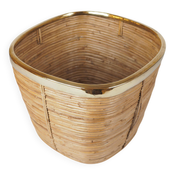 Vintage Italian style pencil holder and brass planter or basket.