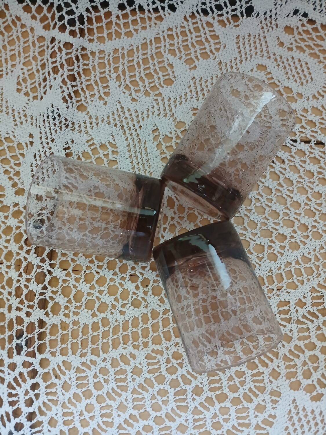 3 bubble glass water glasses