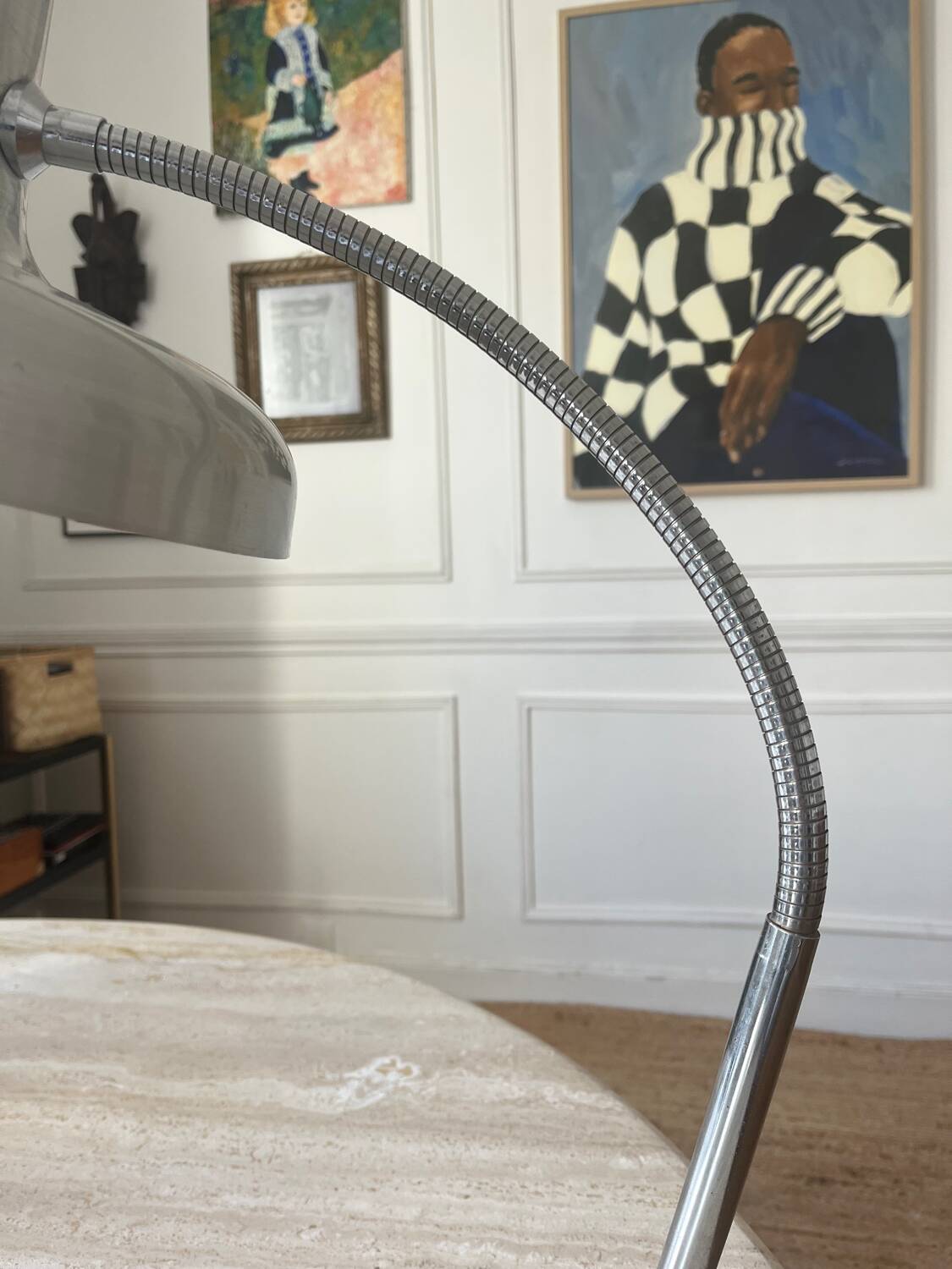 Flexible chrome metal desk lamp, 1970s