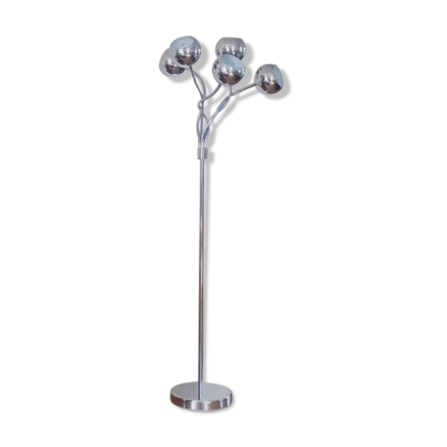 Space age floor lamp, 5 articulated arms chrome spring, 70s-80s