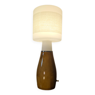 Scandinavian space lamp 1970 in teak and opaline age with dimmer 52x20
