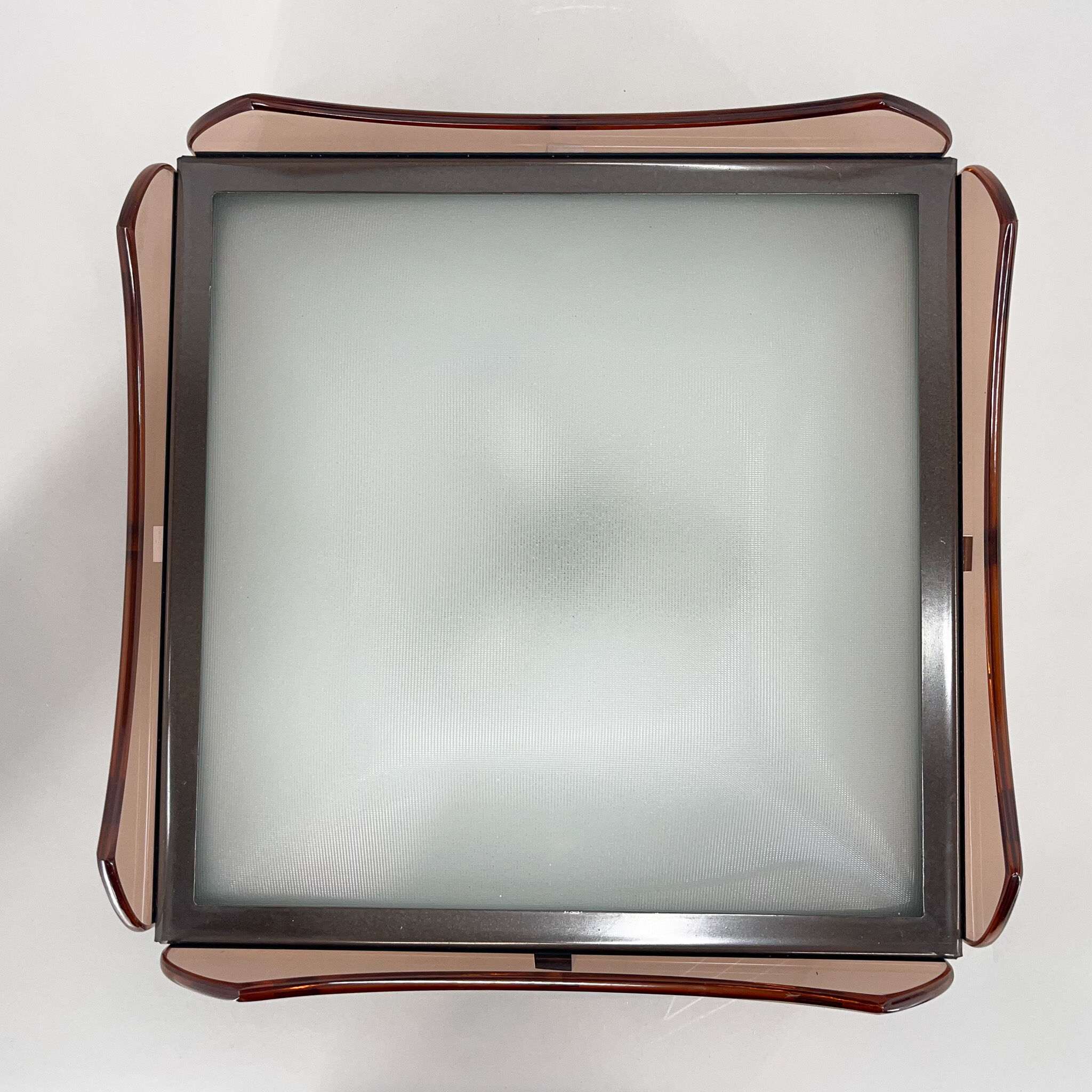 Mid-century Italian Smoked Glass Flush Mount by VECA, Labeled
