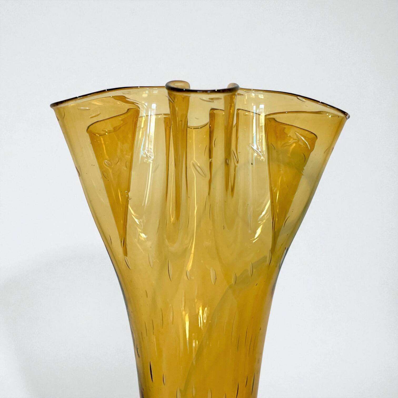 XXL - Large Murano glass vase sommerso yellow amber vintage 1960-70