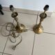 Two brass bedside lamps