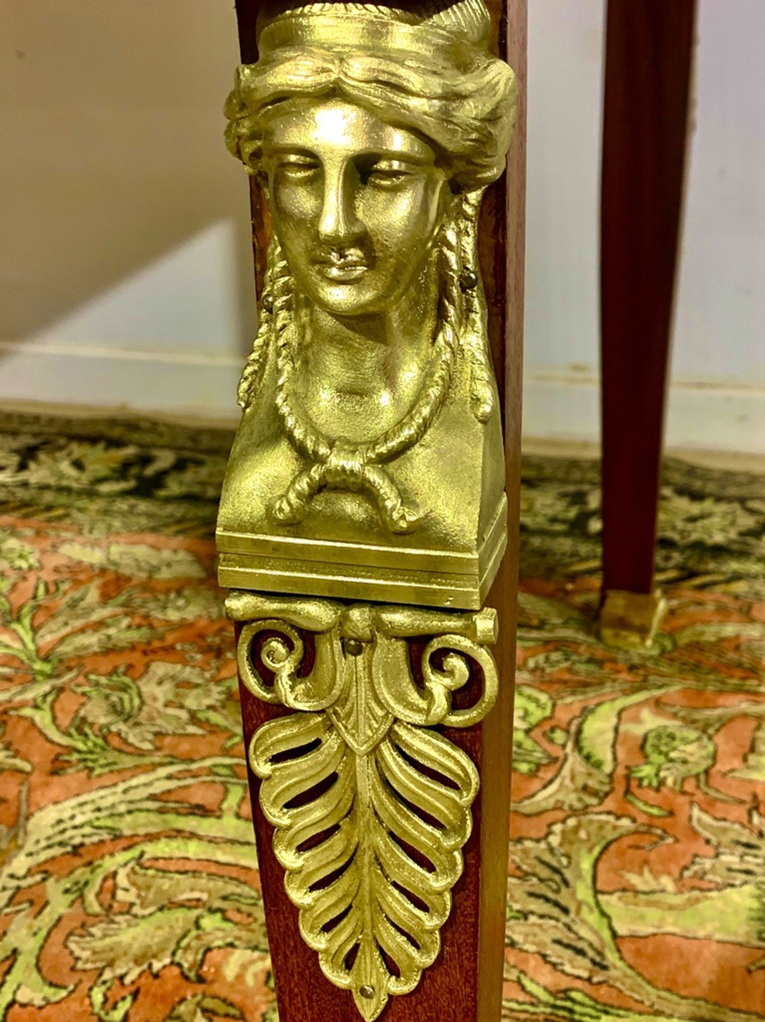Empire style desk return from egypt double sided in mahogany and gilded bronzes year 1900