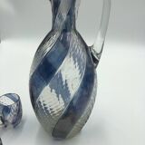 Ancien service liqueur en verre soufflé 6 verres et une carafe