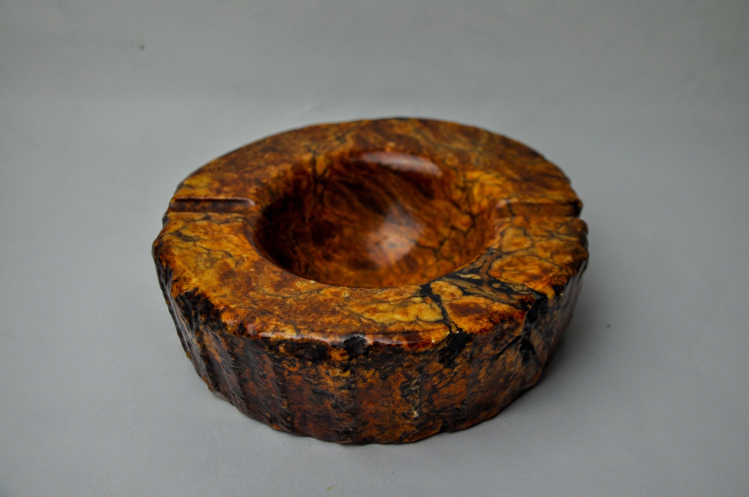 Cendrier en albâtre ocre par Romano Bianchi, Italie, 1970