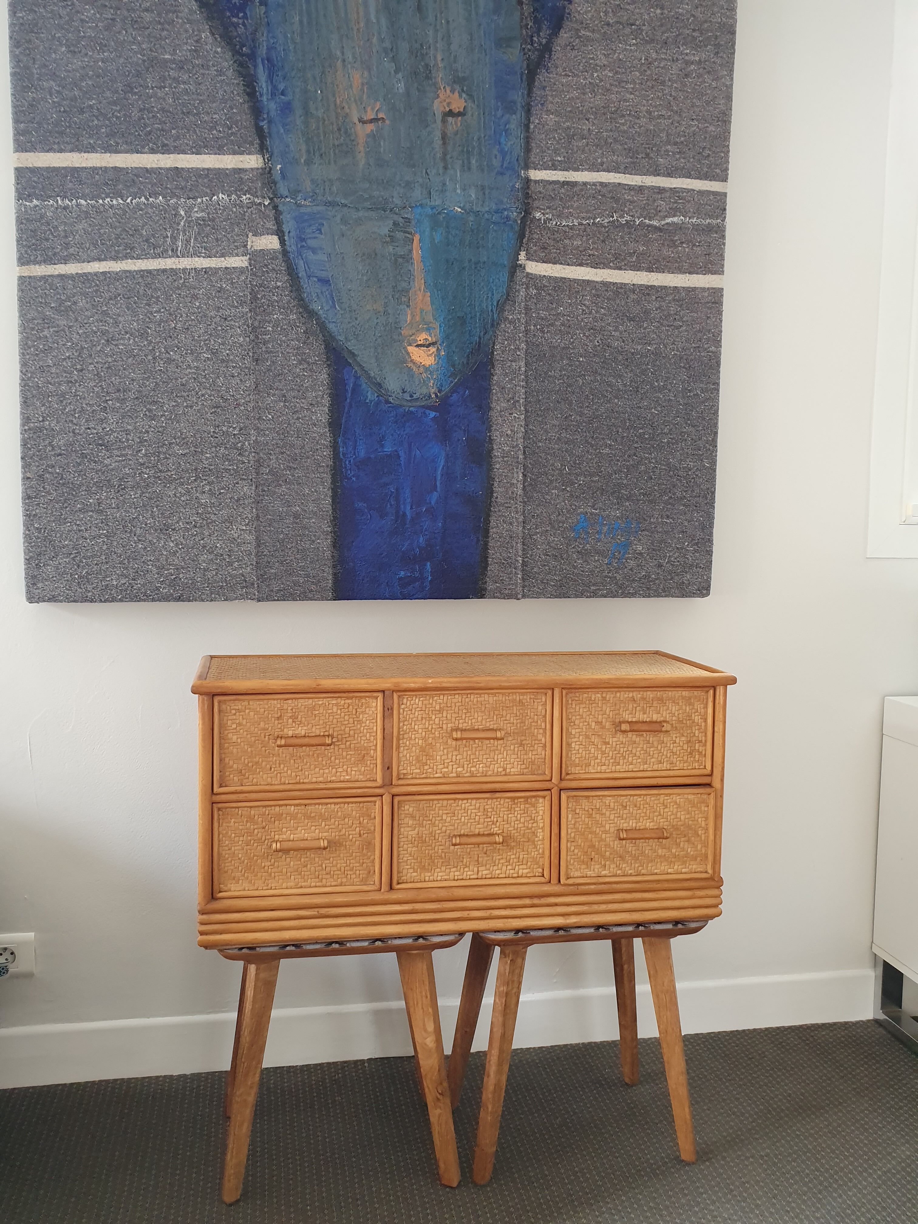 Meuble rotin vintage