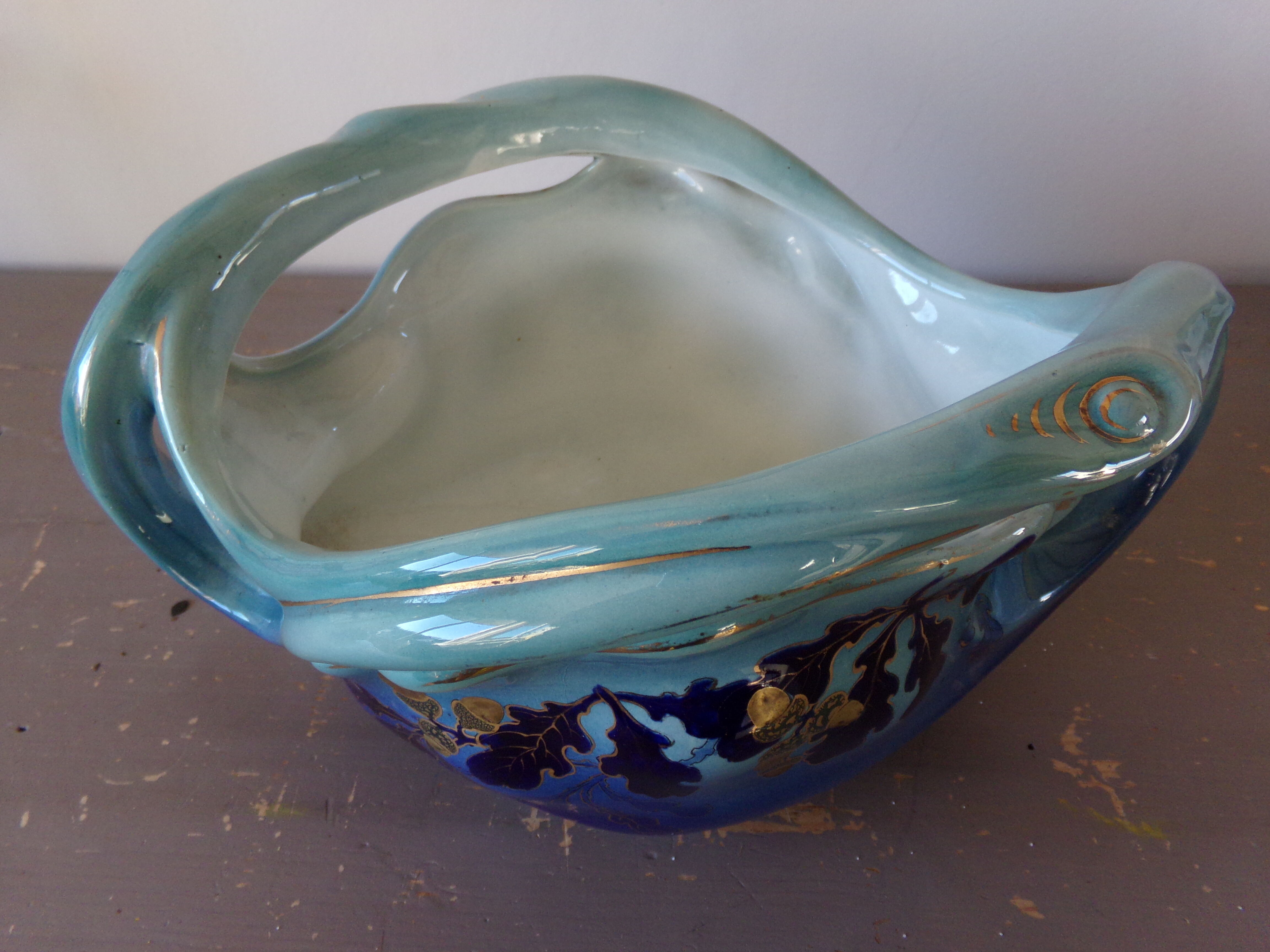 Earthenware pot cover from luneville, keller and guérin year 1920 - art nouveau