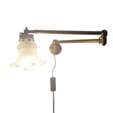 Vintage Brass and Molded Frosted Glass Articulated Wall Sconce - Style A