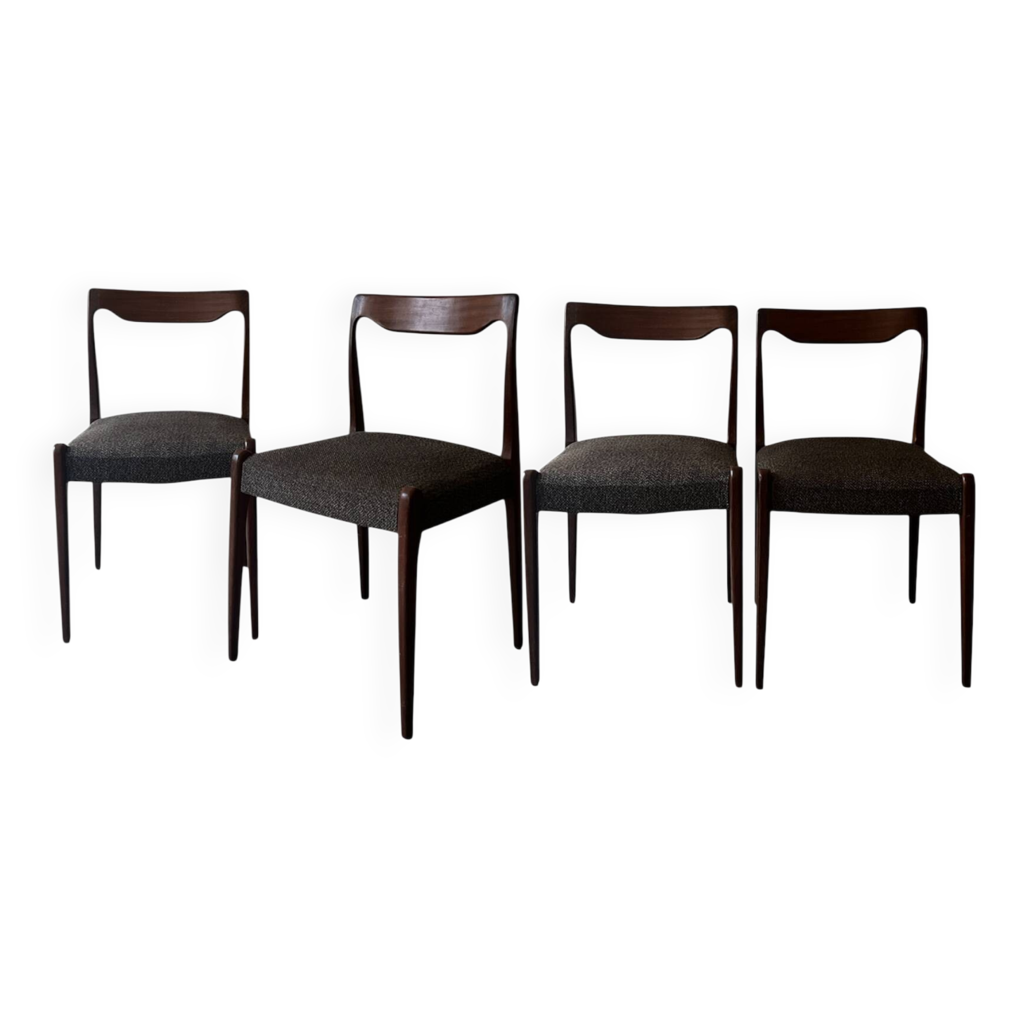 Set of 4 Scandinavian teak chairs by Niels Otto Moller, Denmark 1950.