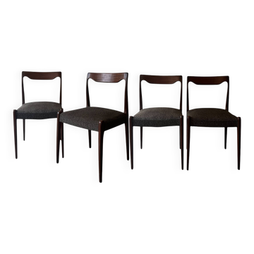 Set of 4 Scandinavian teak chairs by Niels Otto Moller, Denmark 1950.