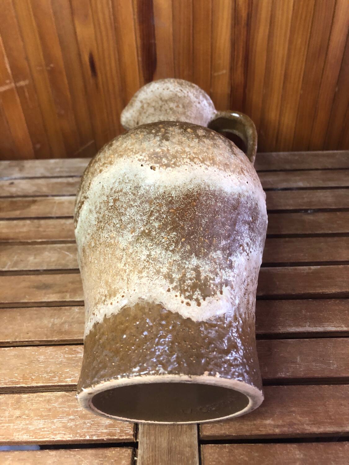 Old west germany pitcher ceramic brown & beige vintage