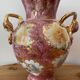 2 vases with floral designs in ceramic and gold embellishments, Mica Italy.